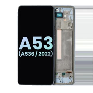 OLED Display mit Rahmen für Samsung Galaxy A53 5G (A536 / 2022) (Service Pack) (Blue (Blau))