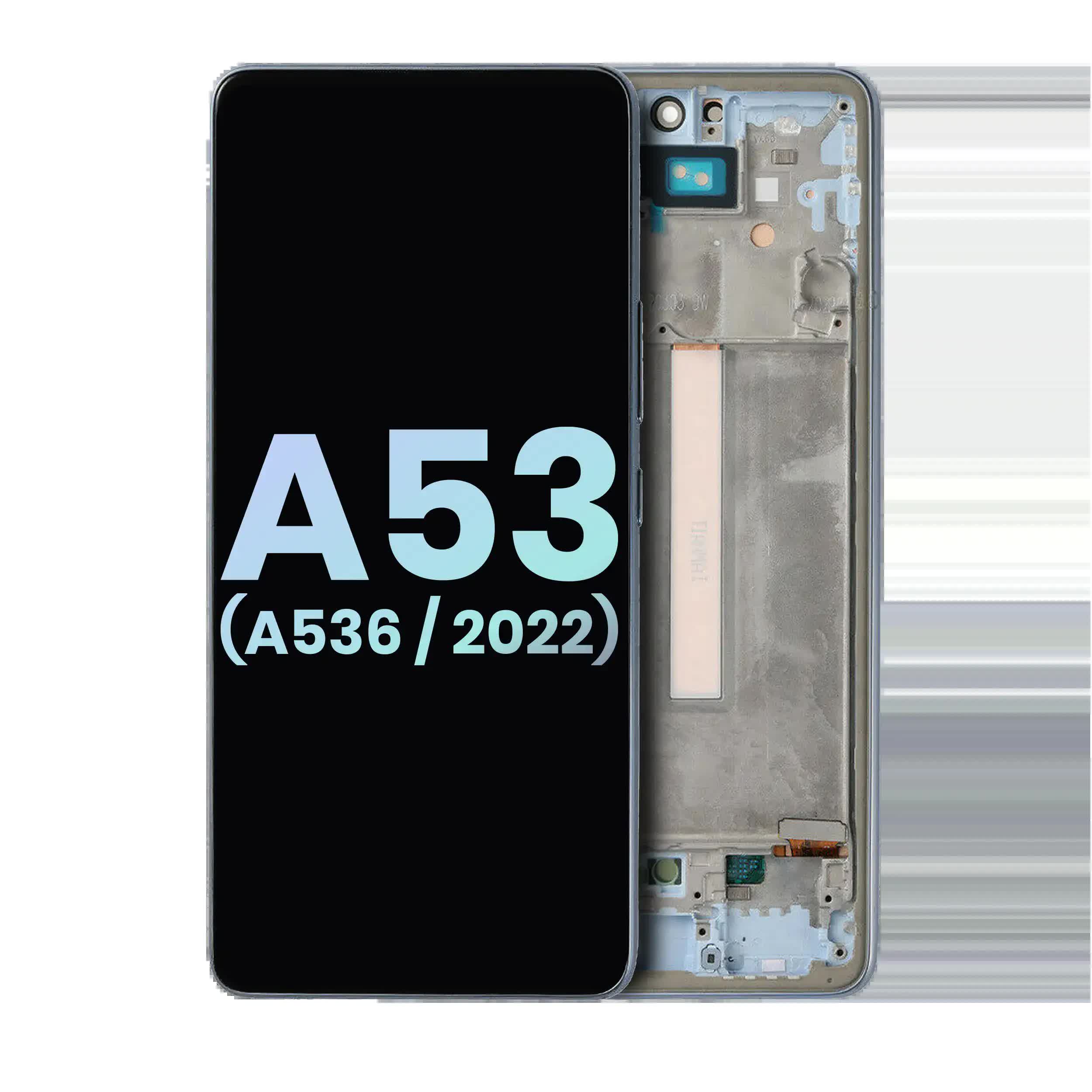 OLED Display mit Rahmen für Samsung Galaxy A53 5G (A536 / 2022) (Service Pack) (Blue (Blau))