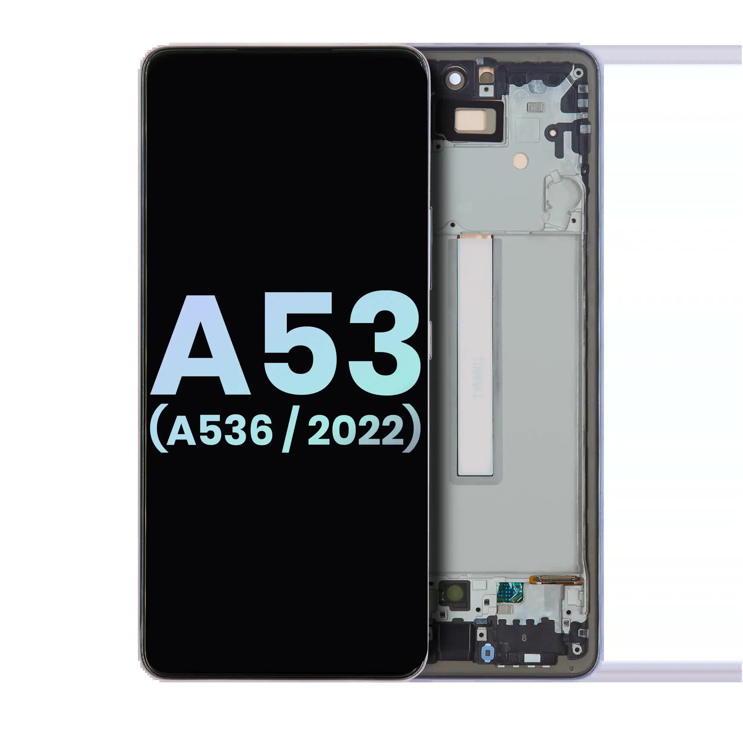 OLED Display mit Rahmen für Samsung Galaxy A53 5G (A536 / 2022) (Service Pack) (Black (Schwarz))