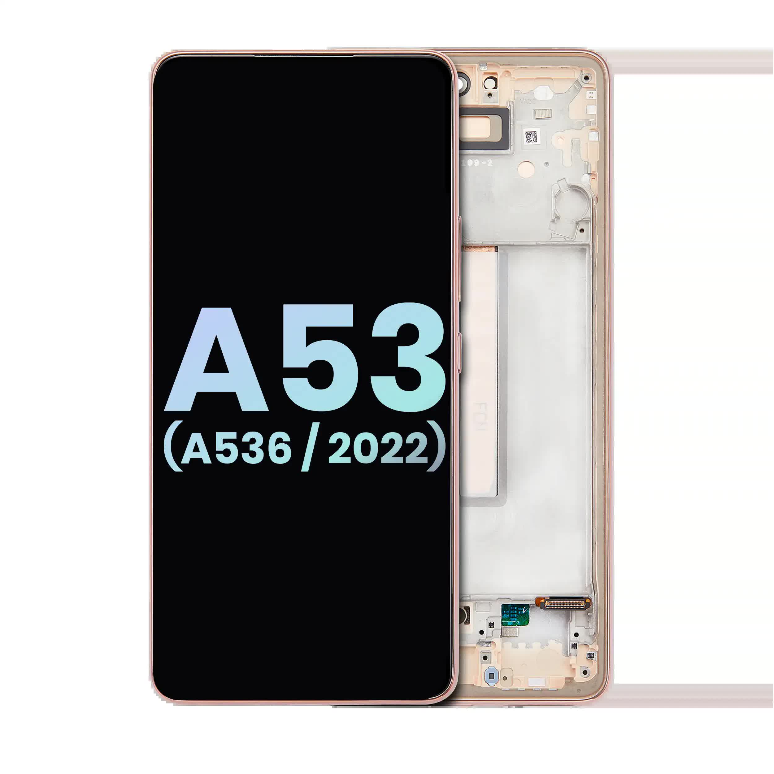 OLED Display mit Rahmen für Samsung Galaxy A53 5G (A536 / 2022) (Service Pack) (Peach)