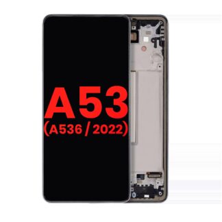 OLED Display mit Rahmen für Samsung Galaxy A53 5G (A536 / 2022) (6.46") (Aftermarket Plus) (Black (Schwarz))