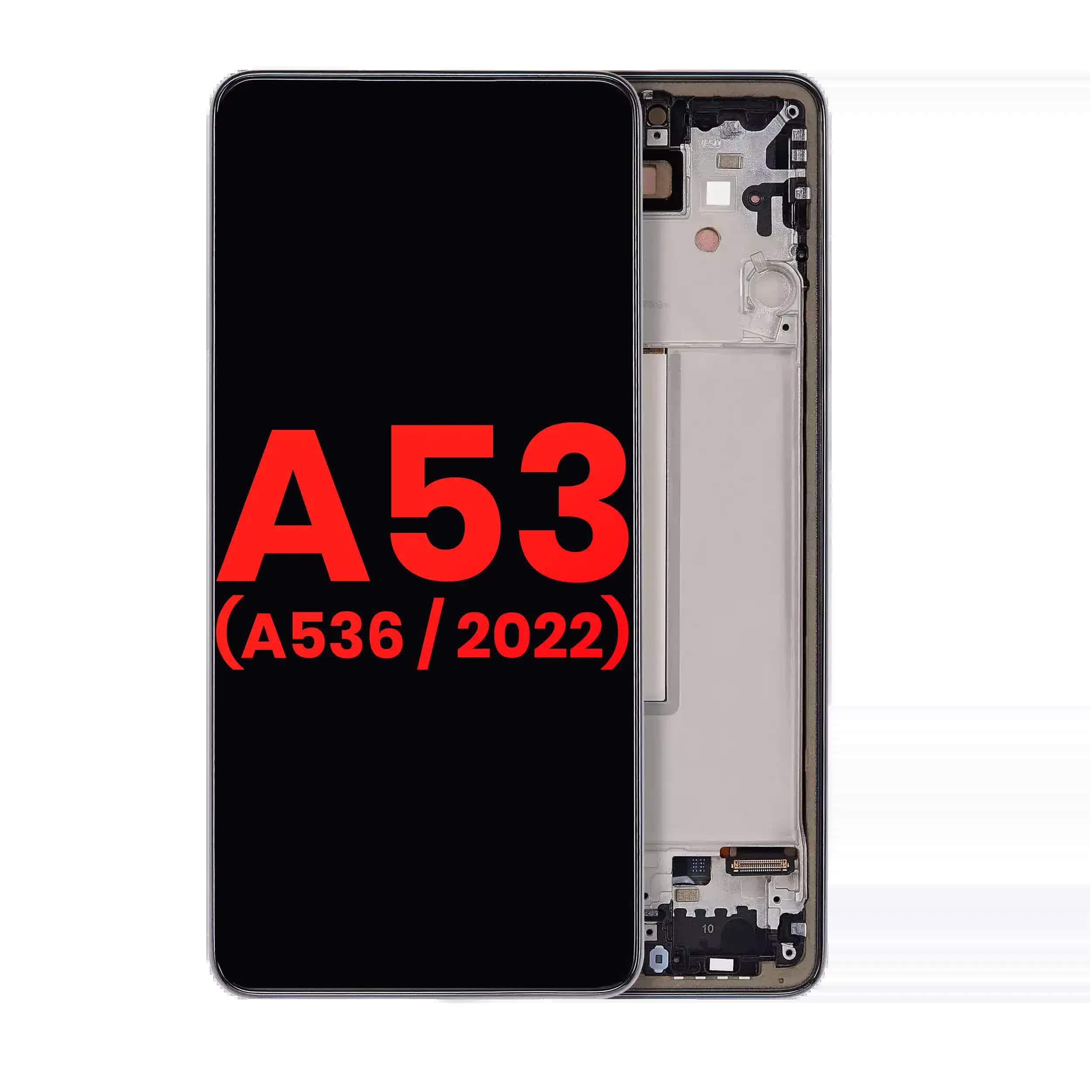 OLED Display mit Rahmen für Samsung Galaxy A53 5G (A536 / 2022) (6.46") (Aftermarket Plus) (Black (Schwarz))
