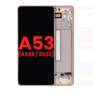 OLED Display mit Rahmen für Samsung Galaxy A53 5G ( A536 / 2022) (6.46") (Aftermarket Plus) (Peach)