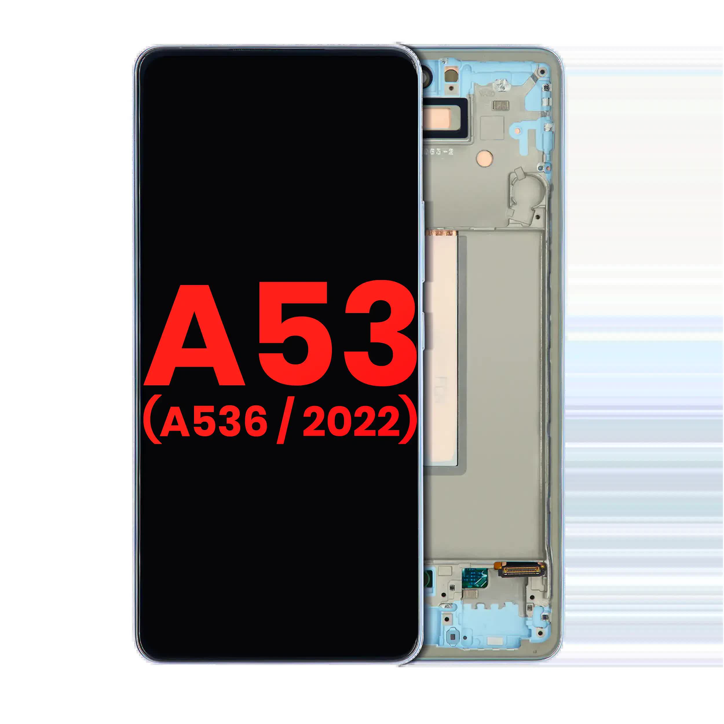 OLED Display mit Rahmen für Samsung Galaxy A53 5G (A536 / 2022) (6.46") (Aftermarket Plus) (Blue (Blau))
