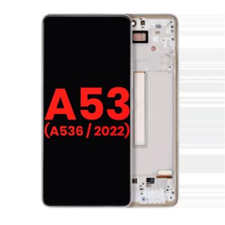 OLED Display mit Rahmen für Samsung Galaxy A53 5G (A536 / 2022) (6.46") (Aftermarket Plus) (White (Weiß))