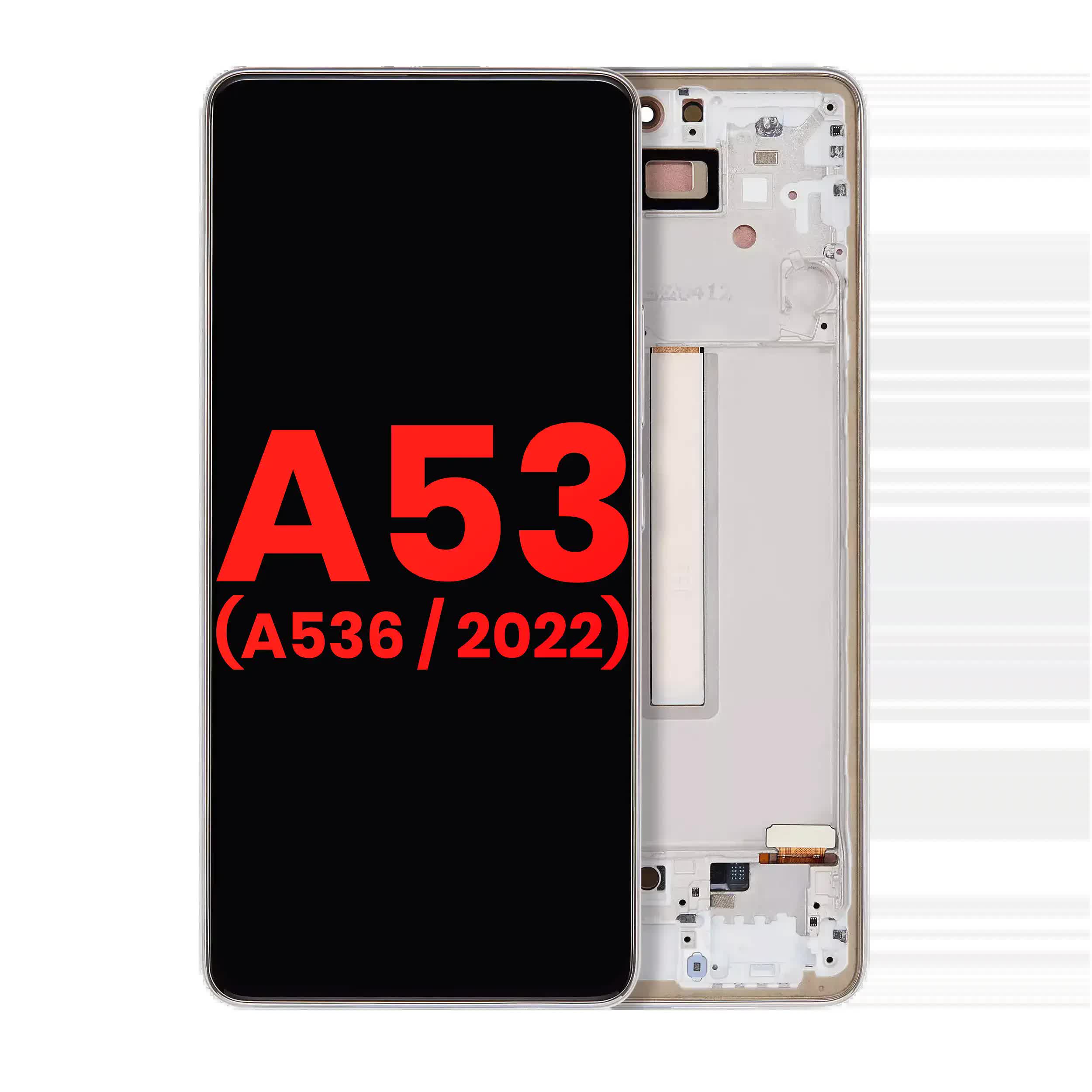 OLED Display mit Rahmen für Samsung Galaxy A53 5G (A536 / 2022) (6.46") (Aftermarket Plus) (White (Weiß))