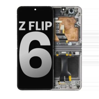 Inner OLED Display mit Rahmen für Samsung Galaxy Z Flip 6 5G (US & International) (ausgebautes Originalteil : Grade B/C) (Silver Shadow)