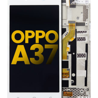 LCD Display mit Rahmen für OPPO A37 (professionell aufgearbeitet) (White (Weiß))