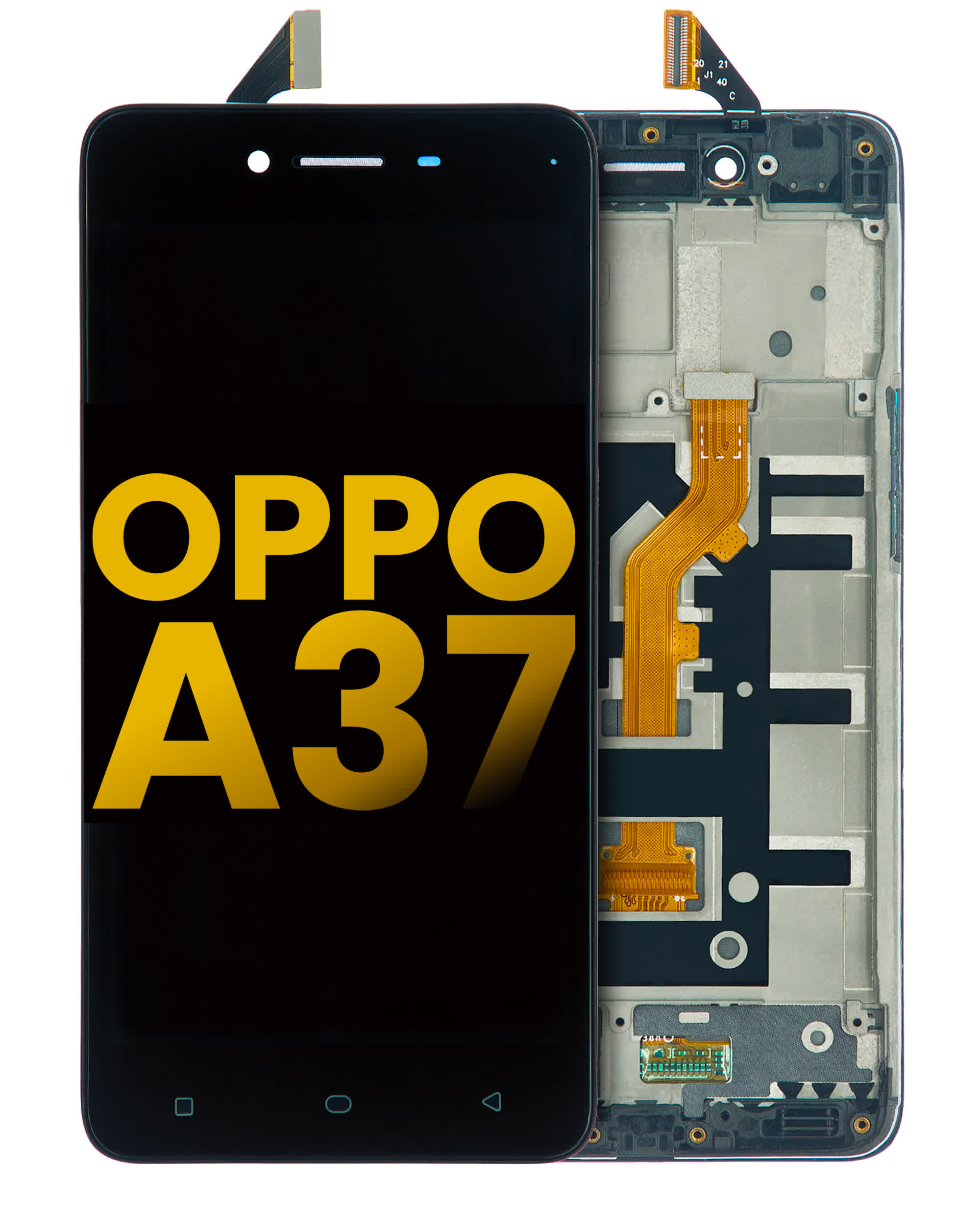 LCD Display mit Rahmen für OPPO A37 (professionell aufgearbeitet) (Black (Schwarz))