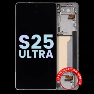 OLED Display mit Rahmen für Samsung Galaxy S25 Ultra 5G (Service Pack ) (US & International) (Titanium White Silver)