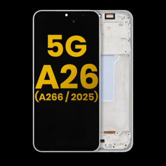 OLED Display mit Rahmen für Samsung Galaxy A26 5G (A266 / 2025) (professionell aufgearbeitet) (White (Weiß))