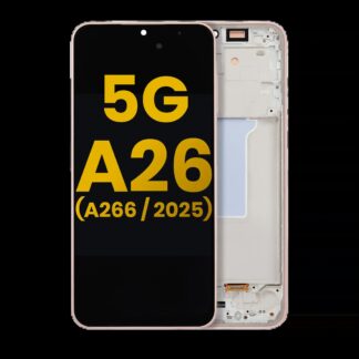 OLED Display mit Rahmen für Samsung Galaxy A26 5G (A266 / 2025) (professionell aufgearbeitet) (Peach Pink (Rosa))