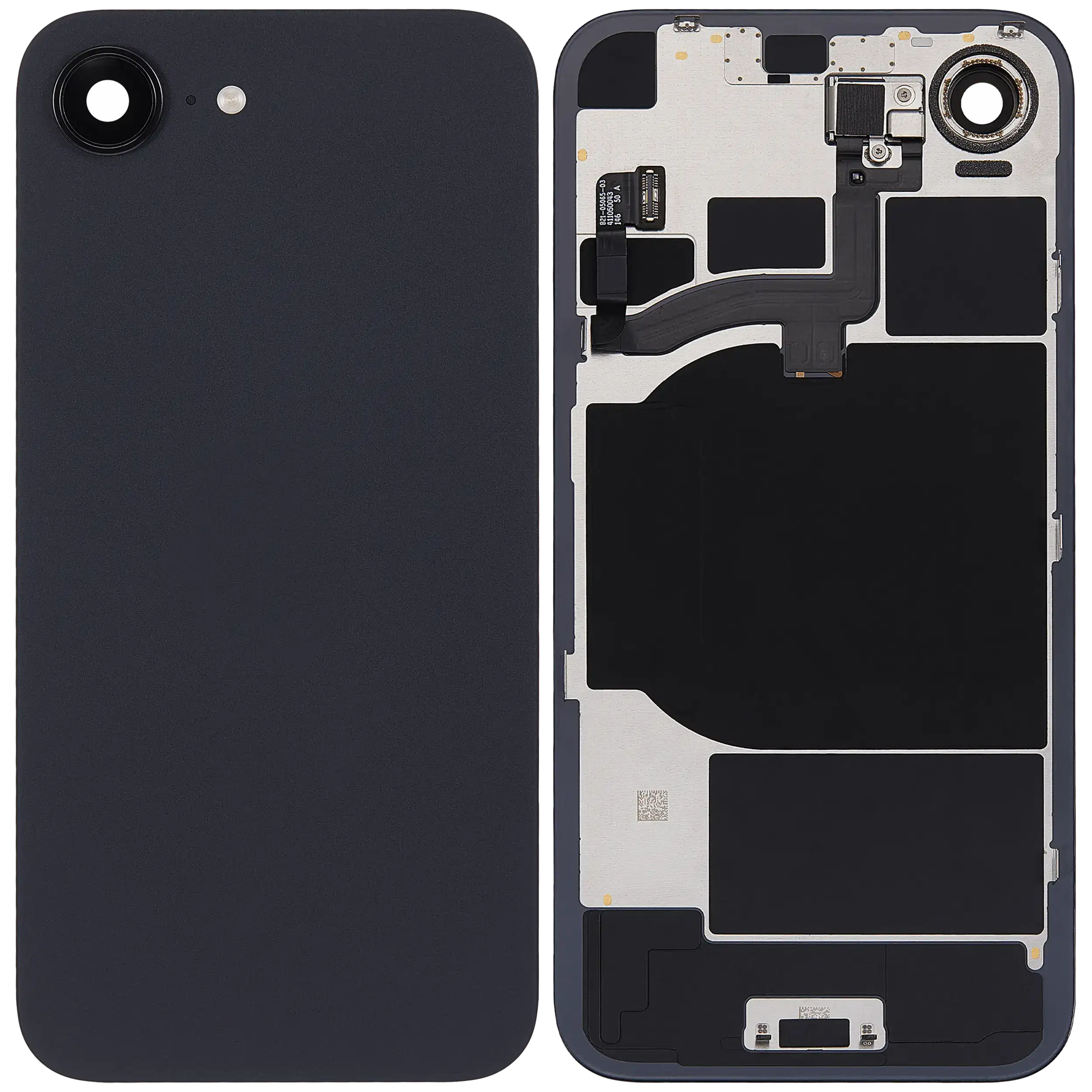 Rückglas mit kabelloses NFC-Laden Flex & Taschenlampen-Flexkabel für iPhone 16e (ausgebautes Originalteil: Grade A) (Black (Schwarz)) – Bild 2