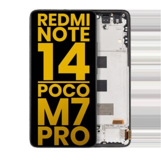 OLED Display mit Rahmen für Xiaomi Redmi Note 14 5G / Poco M7 Pro 5G (professionell aufgearbeitet) (Midnight Black (Schwarz))