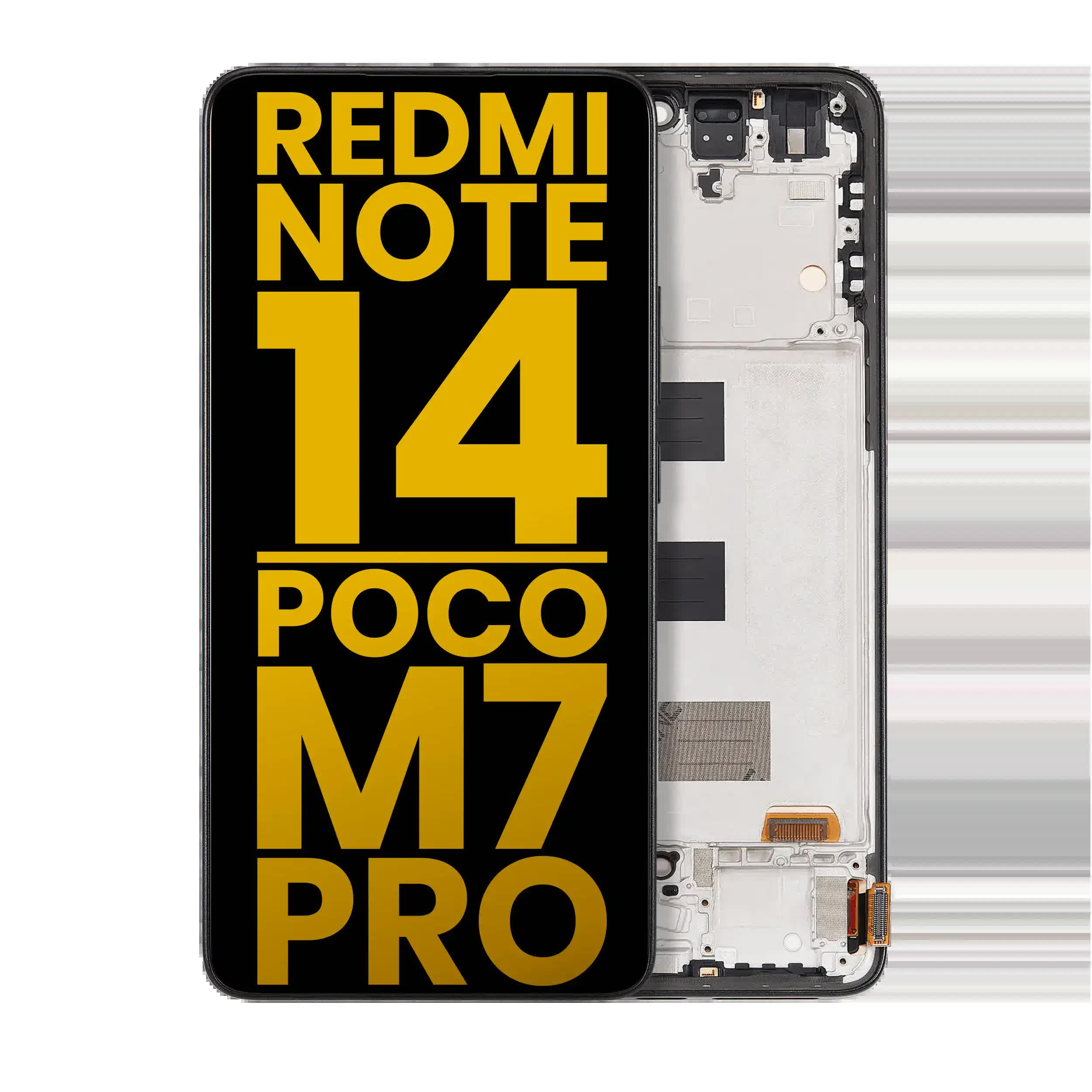 OLED Display mit Rahmen für Xiaomi Redmi Note 14 5G / Poco M7 Pro 5G (professionell aufgearbeitet) (Midnight Black (Schwarz))