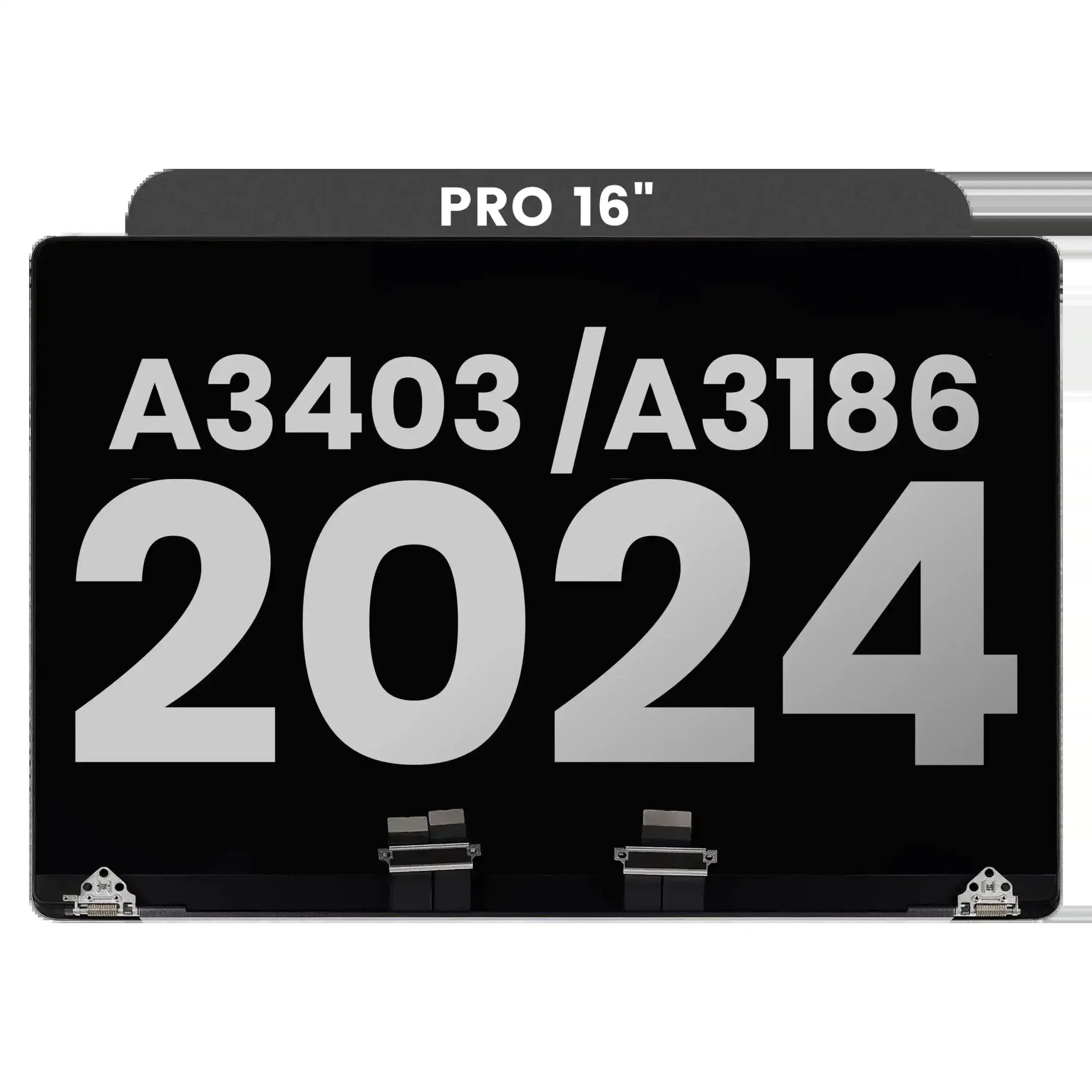 komplette LCD-Displayeinheit für MacBook Pro 16" (A3403 / A3186 Late 2024) (vormontiert Lid Angle Sensor Kabel) (ausgebautes Originalteil: Grade A) (Space Bl