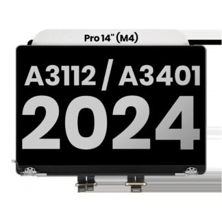 komplette LCD-Displayeinheit (Glossy) MacBook Pro 14" A3112 / A3401 / A3185 (2024) (vormontiert Lid Angle Sensor Kabel) (ausgebautes Originalteil: Grade A) (S