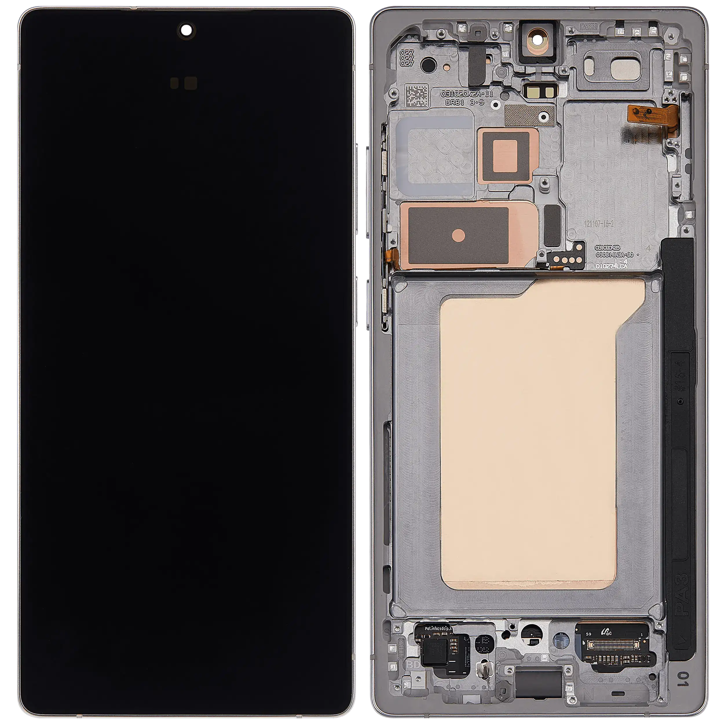 OLED Display mit Rahmen für Samsung Galaxy S25 Ultra 5G (professionell aufgearbeitet) (US & International) (Titanium White Silver) – Bild 2