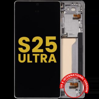 OLED Display mit Rahmen für Samsung Galaxy S25 Ultra 5G (professionell aufgearbeitet) (US & International) (Titanium White Silver)