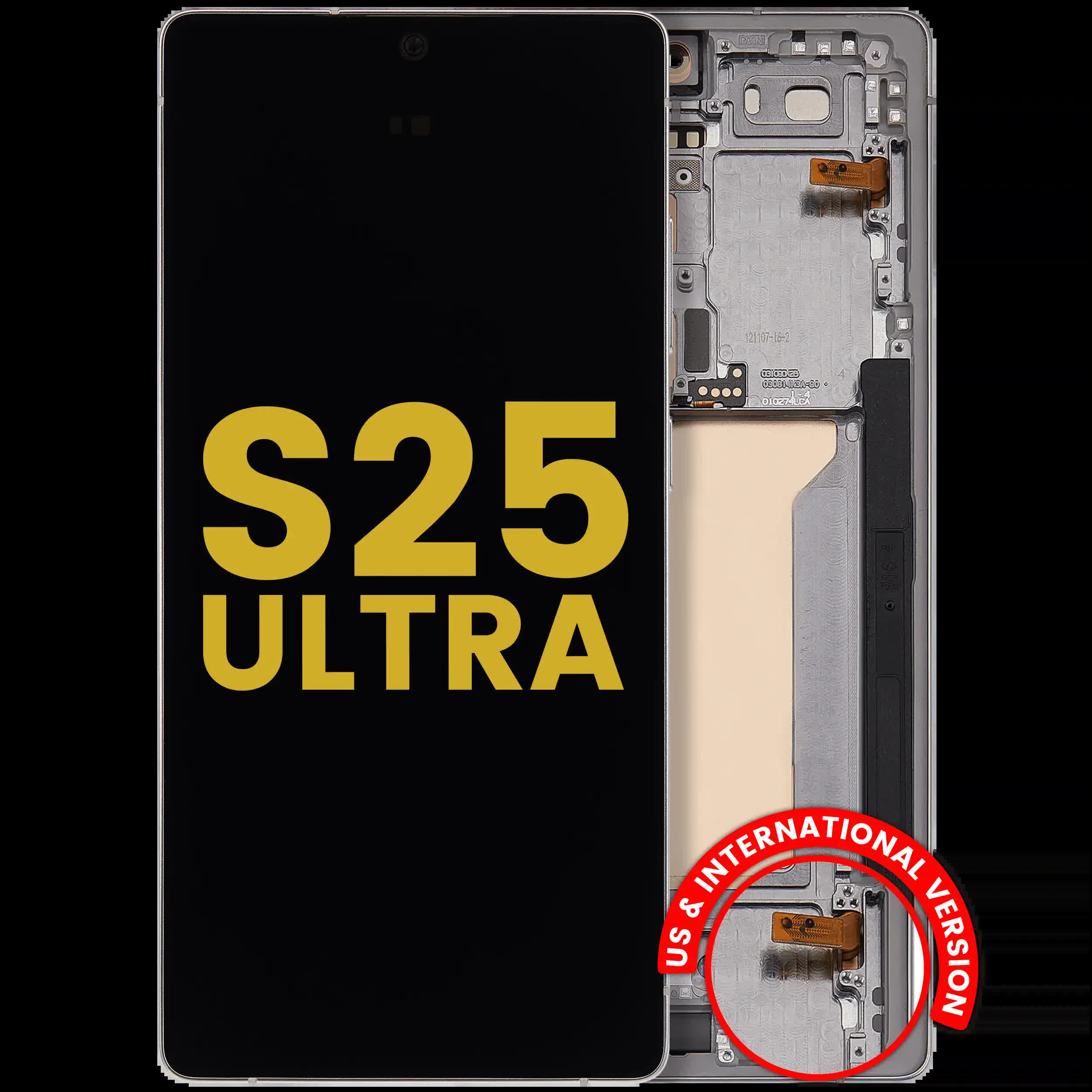 OLED Display mit Rahmen für Samsung Galaxy S25 Ultra 5G (professionell aufgearbeitet) (US & International) (Titanium White Silver)