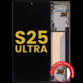 OLED Display mit Rahmen für Samsung Galaxy S25 Ultra 5G (professionell aufgearbeitet) (US & International) (Titanium Jet Black)