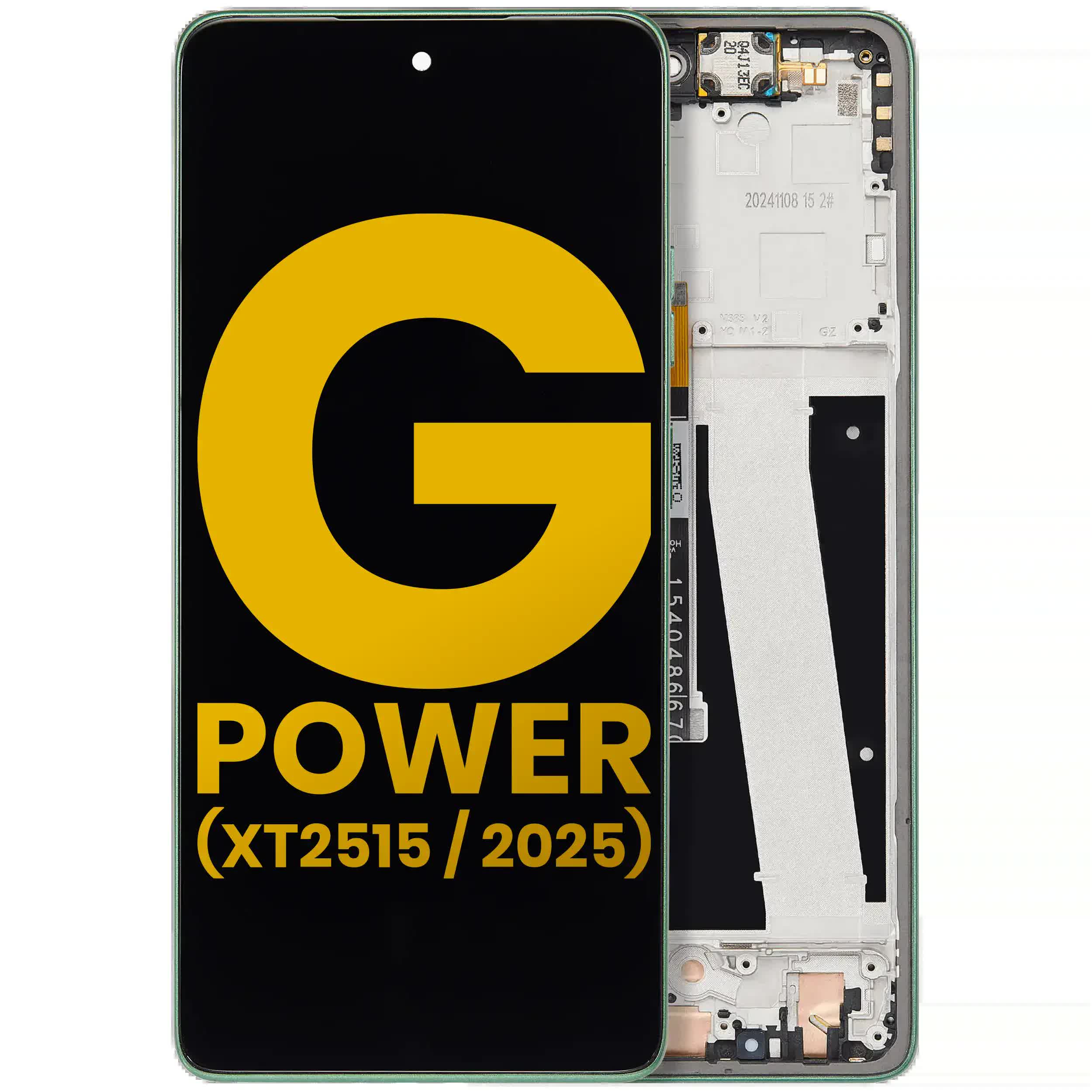 LCD Display mit Rahmen für Motorola Moto G Power 5G (XT2515 / 2025) (professionell aufgearbeitet) (Leaf Green)