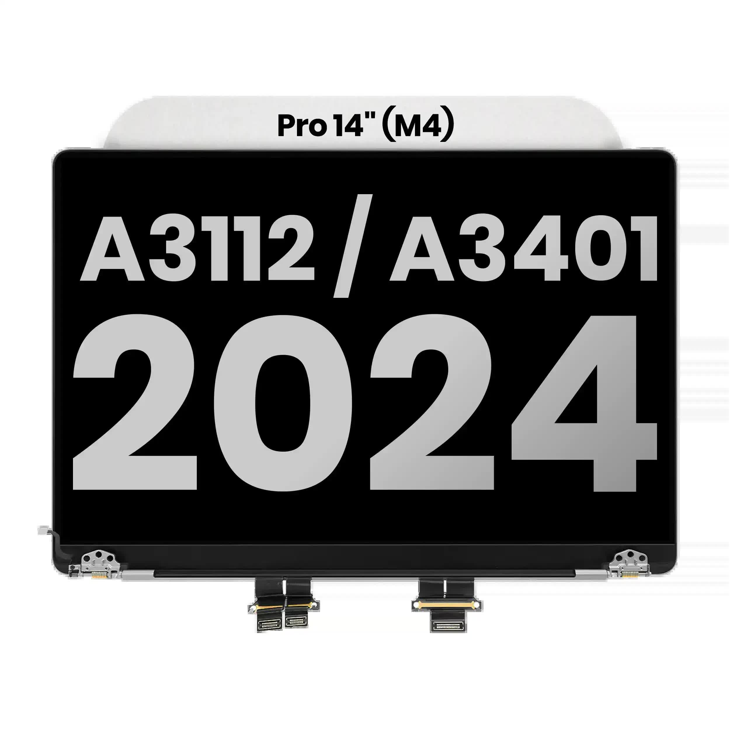 komplette LCD-Displayeinheit (Glossy) MacBook Pro 14" A3112 / A3401 / A3185 (2024) (vormontiert Lid Angle Sensor Kabel) (ausgebautes Originalteil: Grade B) (S