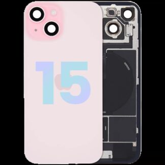 Rückglas mit MagSafe Magnet & NFC & Taschenlampen-Flexkabel für iPhone 15 (Service Pack) (Pink (Rosa))