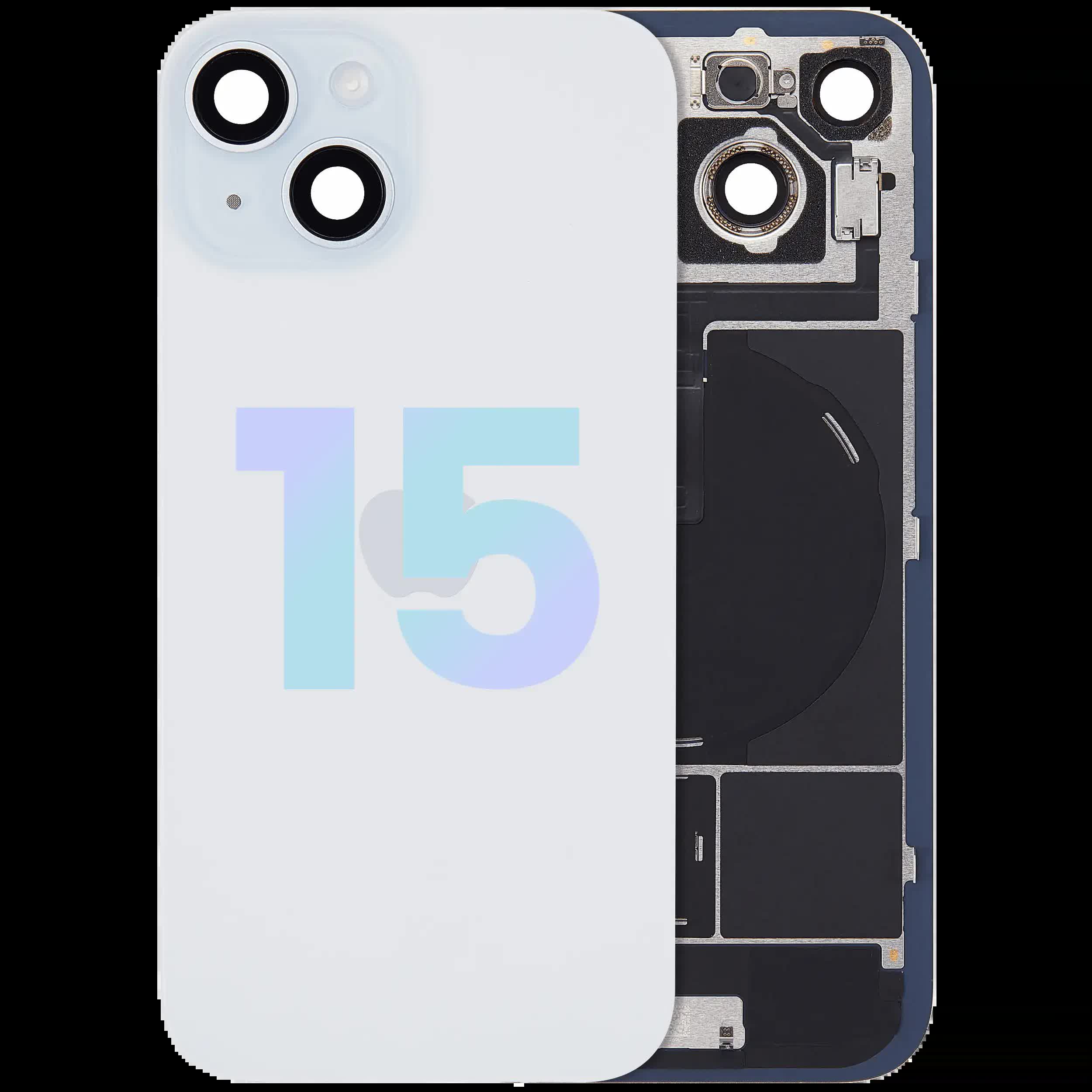 Rückglas mit MagSafe Magnet & NFC & Taschenlampen-Flexkabel für iPhone 15 (Service Pack) (Blue (Blau))