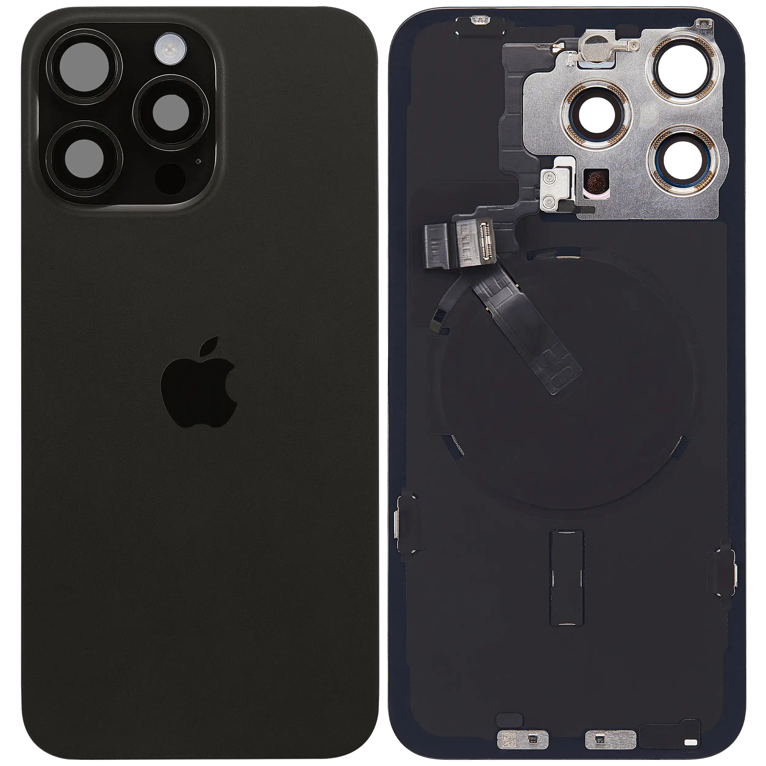 Rückglas mit MagSafe Magnet & NFC & Taschenlampen-Flexkabel für IPhone 15 Pro Max (Service Pack) (Black Titanium) – Bild 2