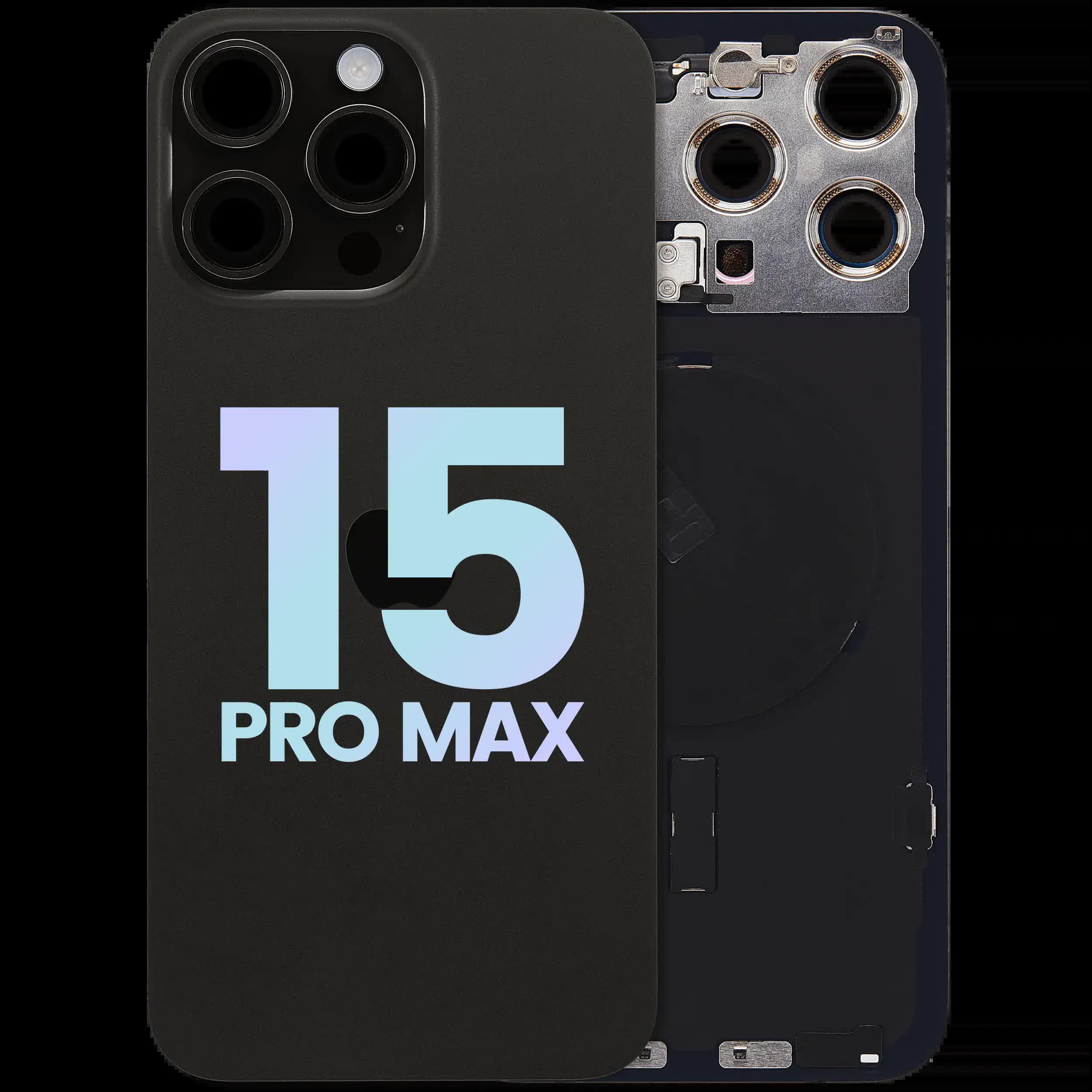Rückglas mit MagSafe Magnet & NFC & Taschenlampen-Flexkabel für IPhone 15 Pro Max (Service Pack) (Black Titanium)