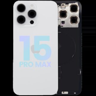 Rückglas mit MagSafe Magnet & NFC & Taschenlampen-Flexkabel für IPhone 15 Pro Max (Service Pack) (White Titanium)