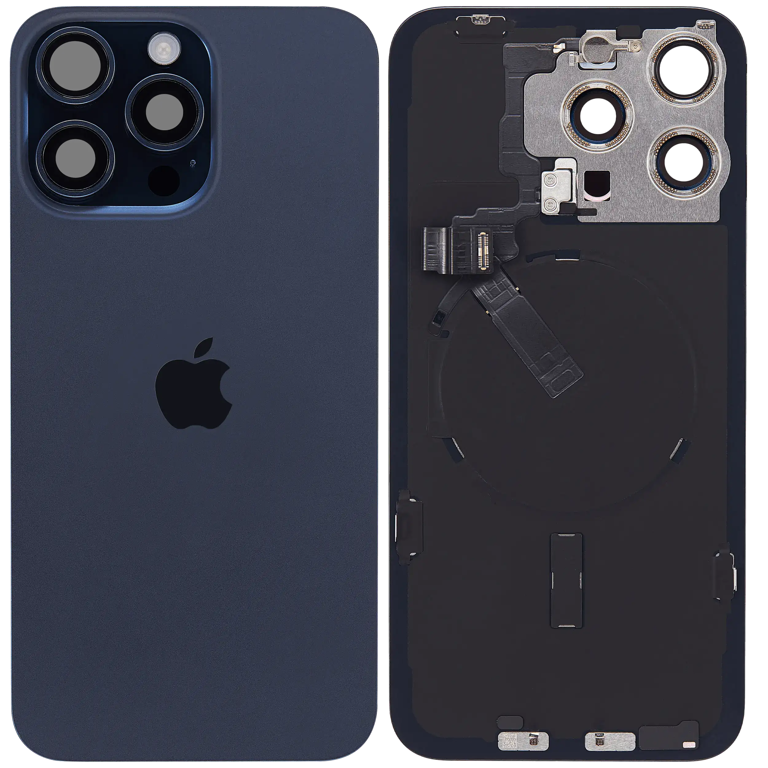 Rückglas mit MagSafe Magnet & NFC & Taschenlampen-Flexkabel für IPhone 15 Pro Max (Service Pack) (Blue Titanium) – Bild 2