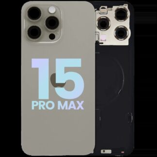 Rückglas mit MagSafe Magnet & NFC & Taschenlampen-Flexkabel für IPhone 15 Pro Max (Service Pack) (Natural Titanium)