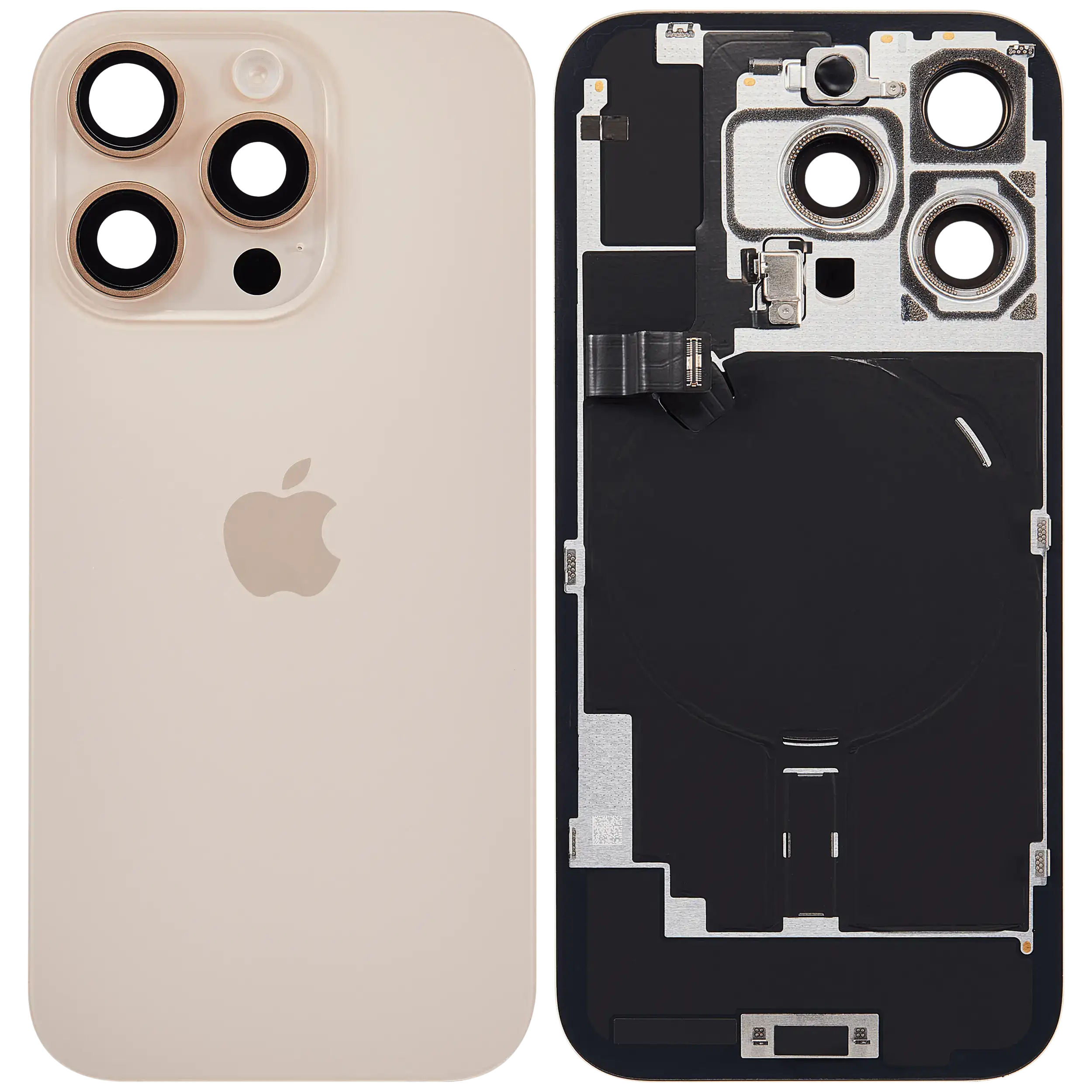 Rückglas mit MagSafe Magnet & NFC & Taschenlampen-Flexkabel für iPhone 16 Pro (Service Pack) (Desert Titanium) – Bild 2