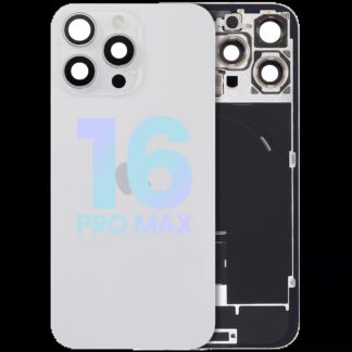 Rückglas mit MagSafe Magnet & NFC & Taschenlampen-Flexkabel für iPhone 16 Pro Max (Service Pack) (White Titanium)