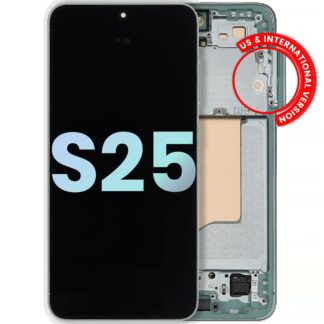 OLED Display mit Rahmen für Samsung Galaxy S25 5G (US & International) (Service Pack) (Mint)