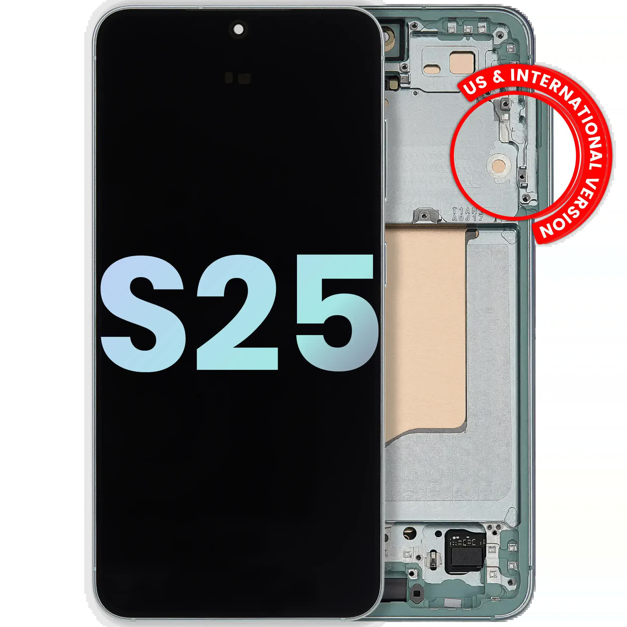 OLED Display mit Rahmen für Samsung Galaxy S25 5G (US & International) (Service Pack) (Mint)