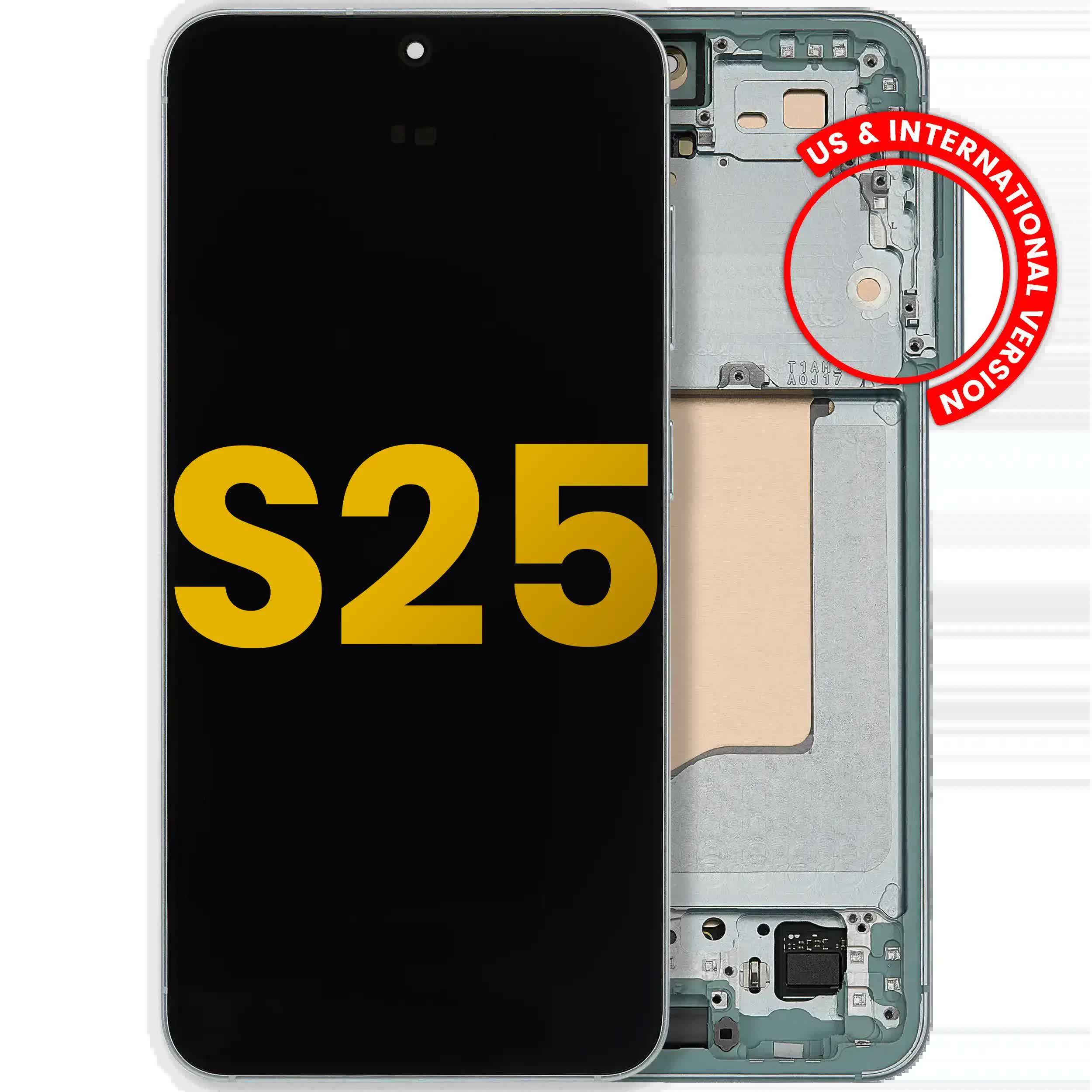 OLED Display mit Rahmen für Samsung Galaxy S25 5G (US & International) (professionell aufgearbeitet) (Mint)