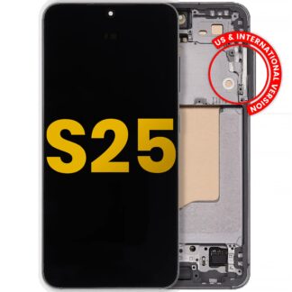 OLED Display mit Rahmen für Samsung Galaxy S25 5G (US & International) (professionell aufgearbeitet) (Silver Shadow)