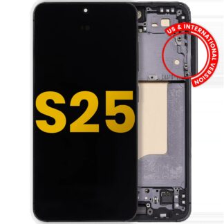 OLED Display mit Rahmen für Samsung Galaxy S25 5G (US & International) (professionell aufgearbeitet) (Blue Black)