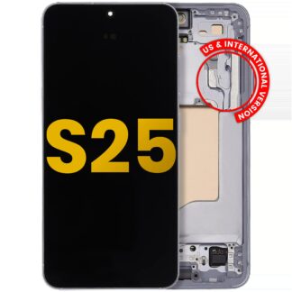 OLED Display mit Rahmen für Samsung Galaxy S25 5G (US & International) (professionell aufgearbeitet) (Icy Blue)