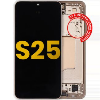 OLED Display mit Rahmen für Samsung Galaxy S25 5G (US & International) (professionell aufgearbeitet) (Pink Gold)