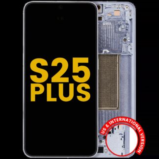 OLED Display mit Rahmen für Samsung Galaxy S25 Plus 5G (US & International Version) (professionell aufgearbeitet) (Icy Blue)
