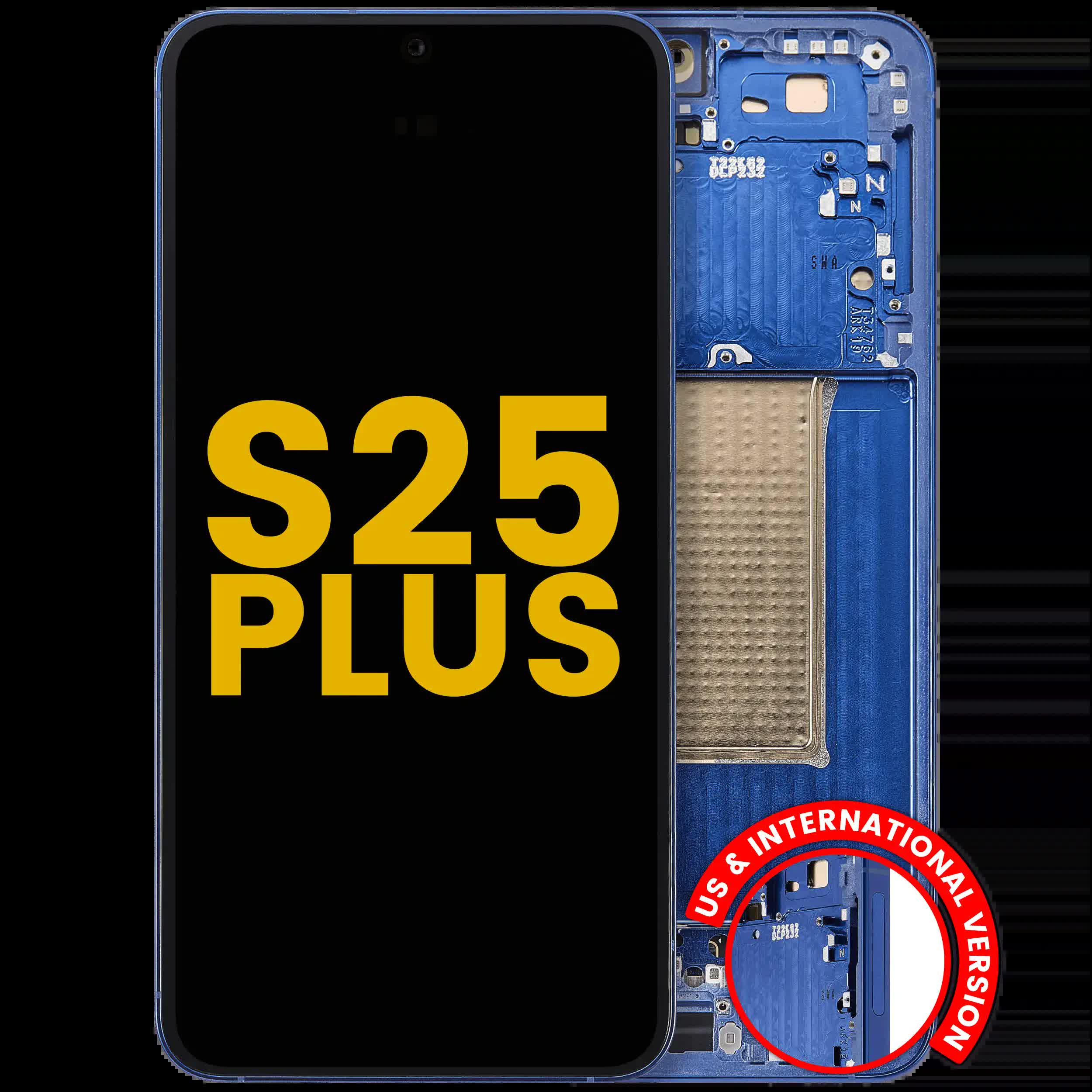 OLED Display mit Rahmen für Samsung Galaxy S25 Plus 5G (US & International Version) (professionell aufgearbeitet) (Navy)