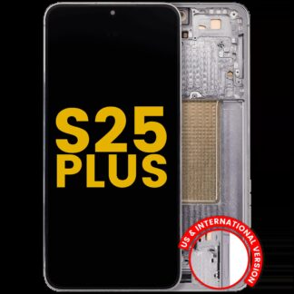 OLED Display mit Rahmen für Samsung Galaxy S25 Plus 5G (US & International Version) (professionell aufgearbeitet) (Silver Shadow)