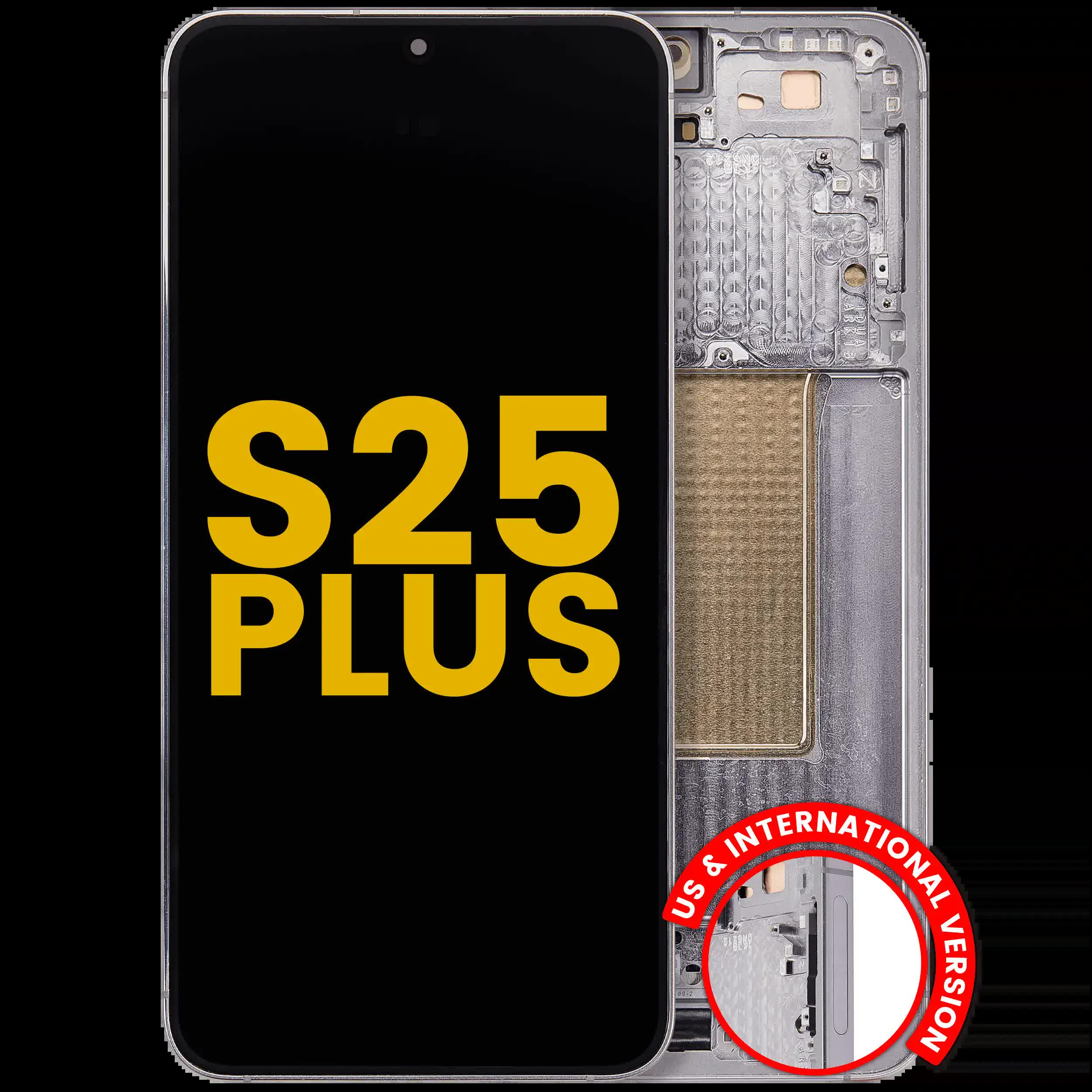 OLED Display mit Rahmen für Samsung Galaxy S25 Plus 5G (US & International Version) (professionell aufgearbeitet) (Silver Shadow)
