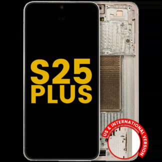 OLED Display mit Rahmen für Samsung Galaxy S25 Plus 5G (US & International Version) (professionell aufgearbeitet) (Pink Gold)