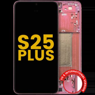 OLED Display mit Rahmen für Samsung Galaxy S25 Plus 5G (US & International Version) (professionell aufgearbeitet) (Coral Red)