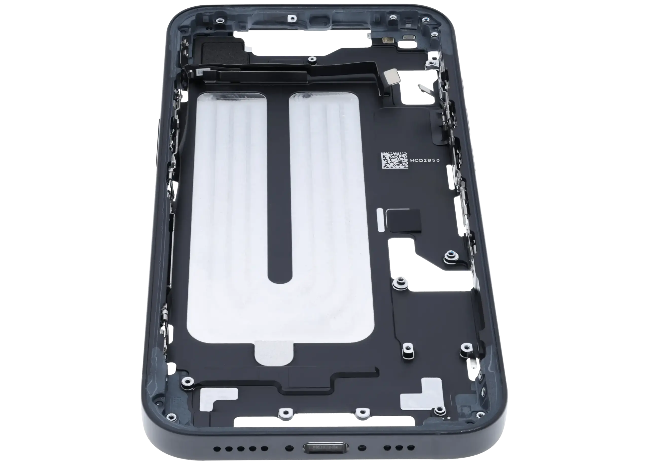 Mittelrahmen mit Kleinteilen für iPhone 16e / 17e (US-Version) (ausgebautes Originalteil: Grade A) (Black (Schwarz)) – Bild 3